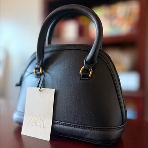 Zara Black Mini Bag with Gold Accents